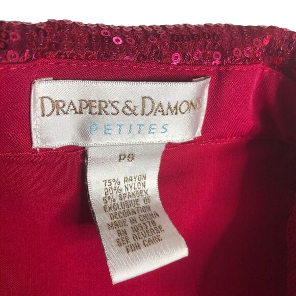 Drapers & Damons Vest Womens Petite Small Pink Sequin Full Zip Stretch Classic - Picture 3 of 10